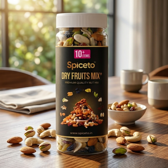 Spiceto Premium 10+ Dry Fruits Mix 200g | Healthy Trail Mix with Almonds, Walnuts, Cashews, & Pistachios | Seeds & Berries & Dates | Energy Booster & Safe Travel Snack | Mixed Dry Fruits Pack