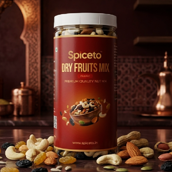 Spiceto 7-in-1 Dry Fruits Mix 500g - Premium Mixed Nuts, Seeds & Raisins | Almonds & Cashews | Natural Energy Booster & Healthy Travel Snack Pack
