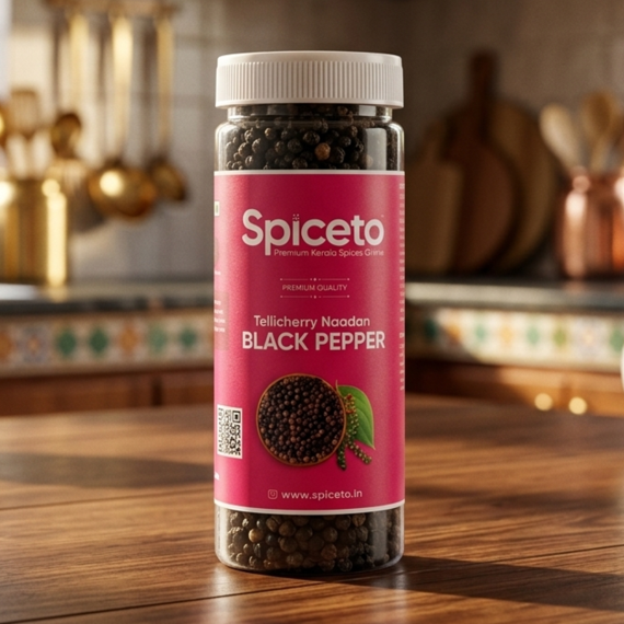 Spiceto Whole Black Pepper 175g | Pesticides/Chemical Free| 2026 March Harvest | Thalassery Orgin | Cleaned, Washed & Sun-Dried Kali Mirch | Ready to Grind/Crush